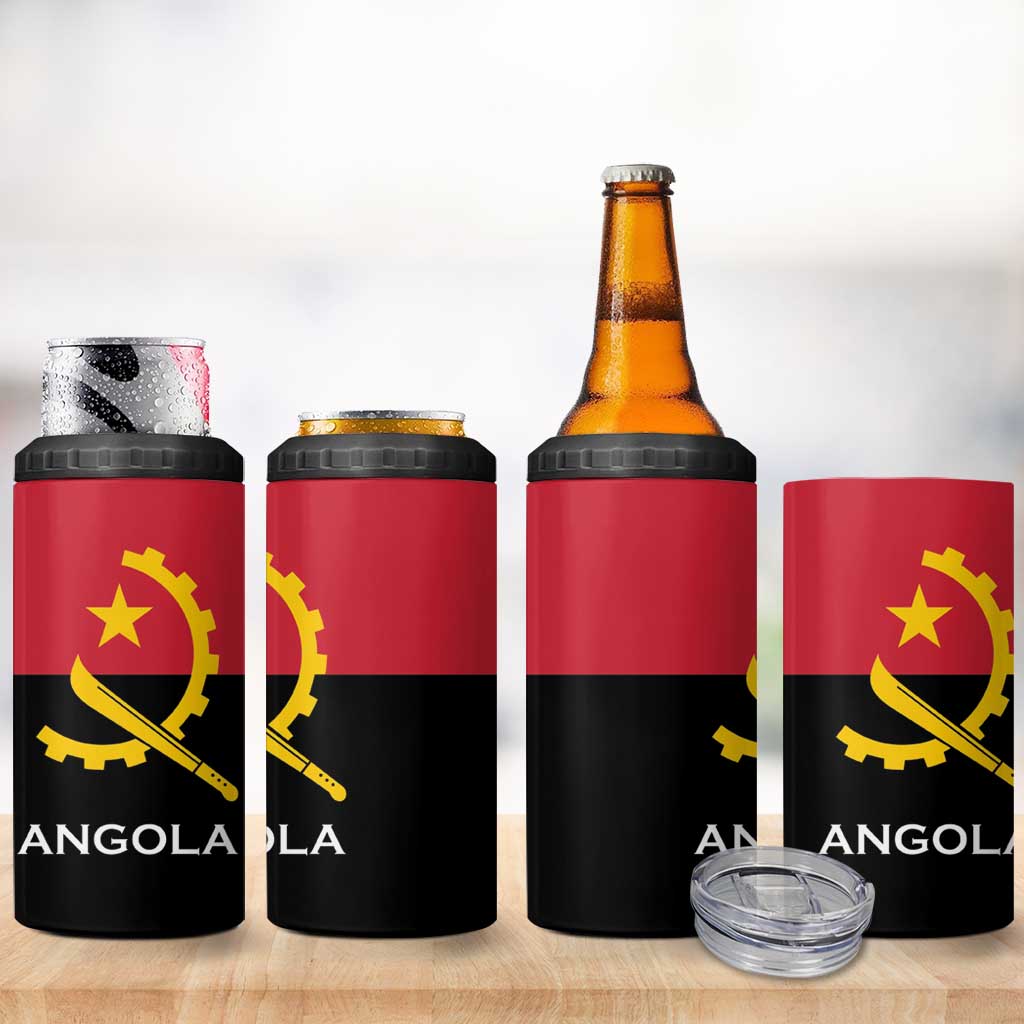 Angola Country Flag Stylized 4 in 1 Can Cooler Tumbler