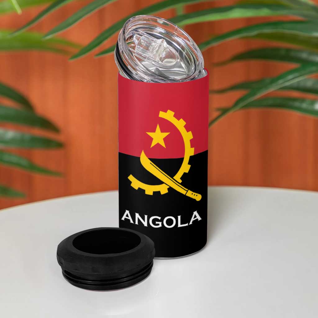 Angola Country Flag Stylized 4 in 1 Can Cooler Tumbler