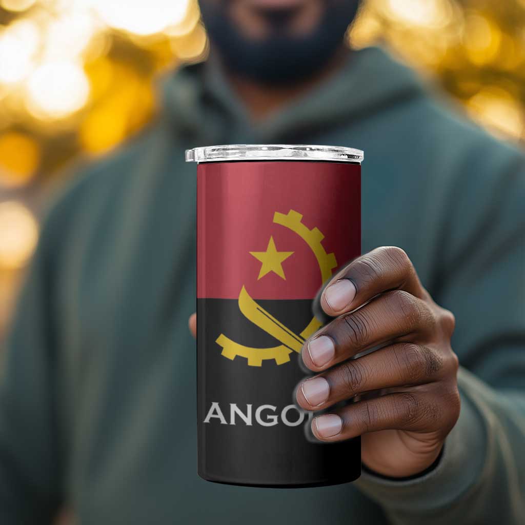Angola Country Flag Stylized 4 in 1 Can Cooler Tumbler