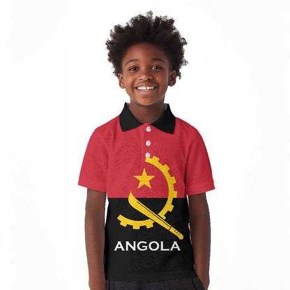 Angola Country Flag Stylized Kid Polo Shirt