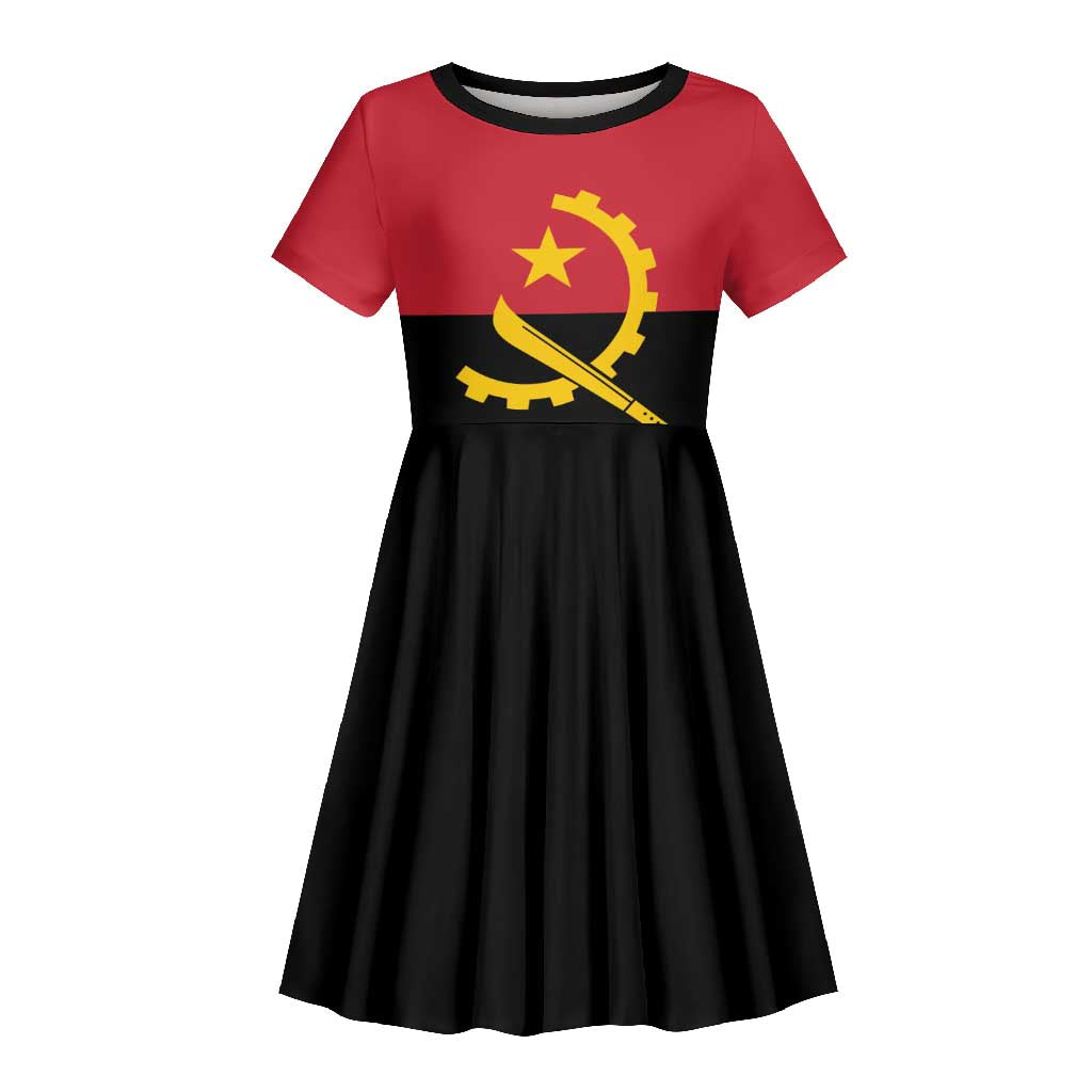 Angola Country Flag Stylized Kid Short Sleeve Dress