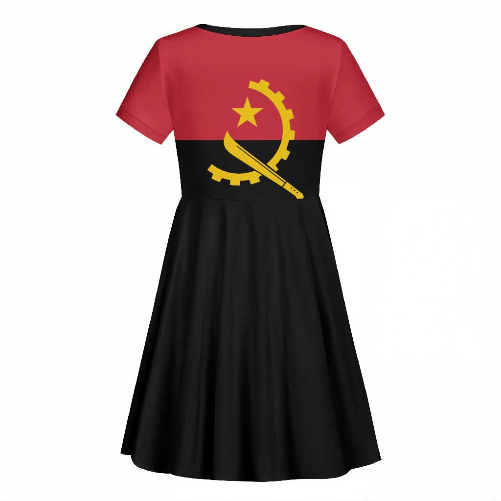 Angola Country Flag Stylized Kid Short Sleeve Dress