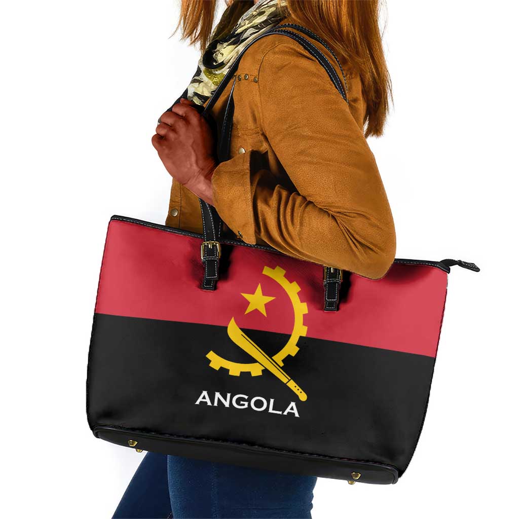 Angola Country Flag Stylized Leather Tote Bag