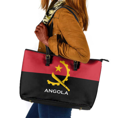 Angola Country Flag Stylized Leather Tote Bag