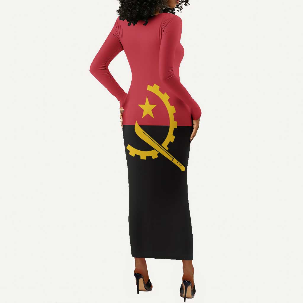 Angola Country Flag Stylized Long Sleeve Bodycon Dress LT15