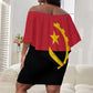 Angola Country Flag Stylized Off Shoulder Short Dress