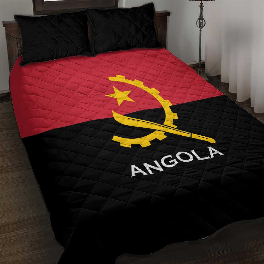 Angola Country Flag Stylized Quilt Bed Set