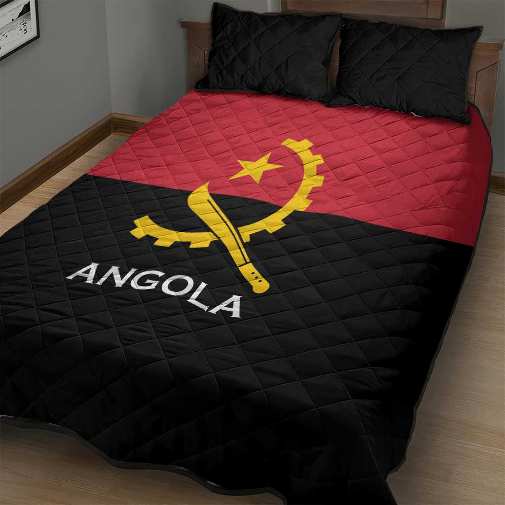Angola Country Flag Stylized Quilt Bed Set