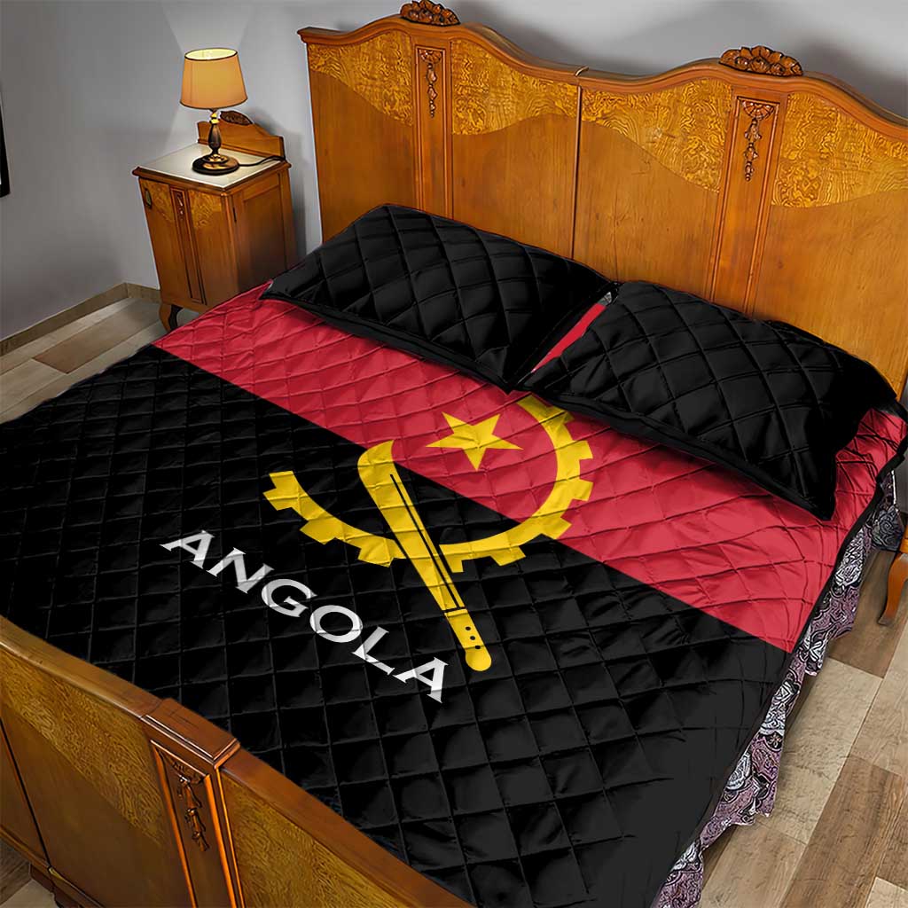 Angola Country Flag Stylized Quilt Bed Set