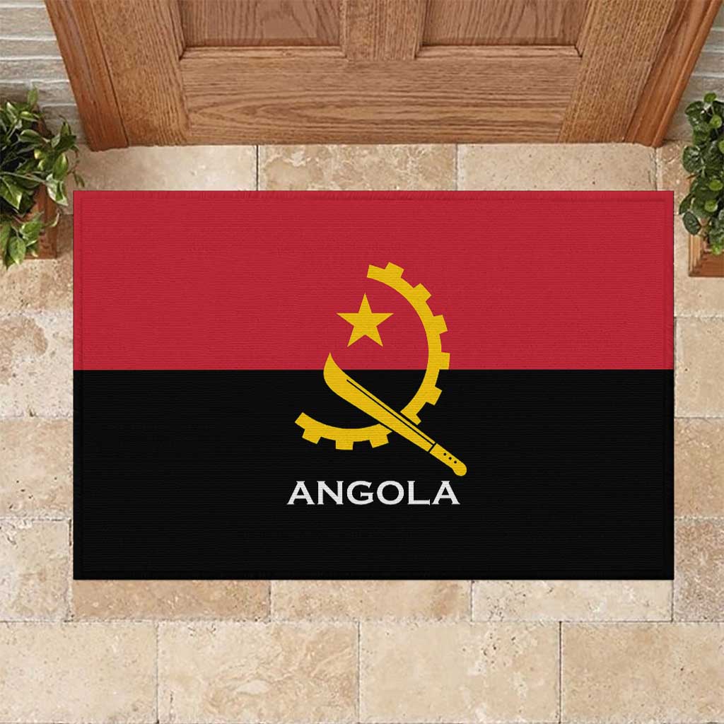 Angola Country Flag Stylized Rubber Doormat
