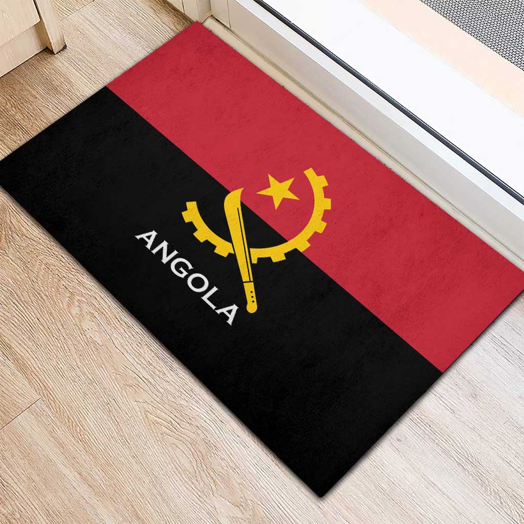 Angola Country Flag Stylized Rubber Doormat