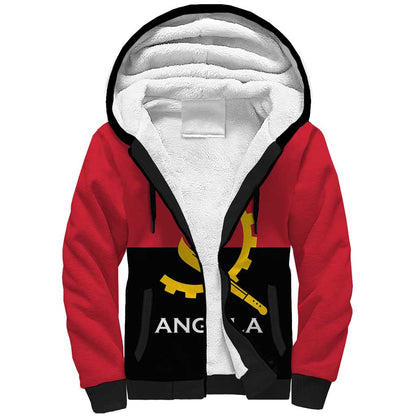 Angola Country Flag Stylized Sherpa Hoodie