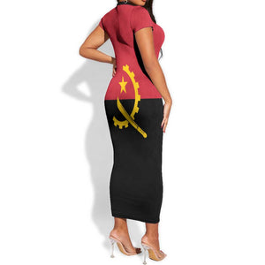 Angola Country Flag Stylized Short Sleeve Bodycon Dress LT15