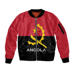 Angola Country Flag Stylized Sleeve Zip Bomber Jacket