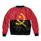Angola Country Flag Stylized Sleeve Zip Bomber Jacket