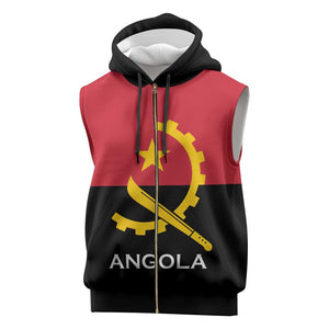 Angola Country Flag Stylized Sleeveless Zip Hoodie - African Pride