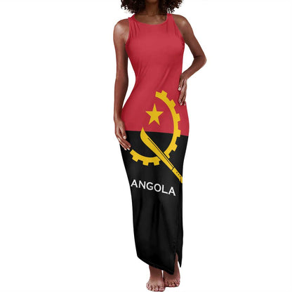 Angola Country Flag Stylized Tank Maxi Dress