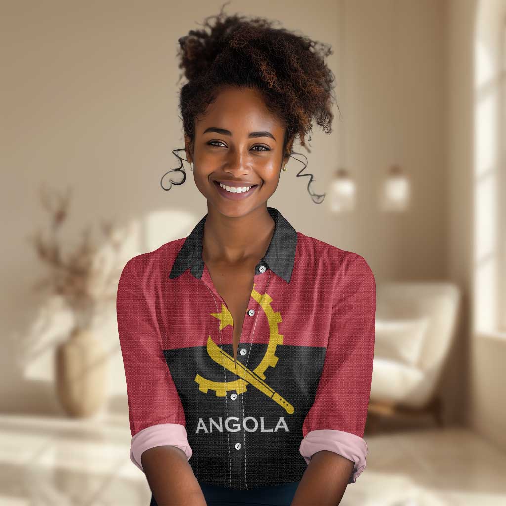 Angola Country Flag Stylized Women Casual Shirt