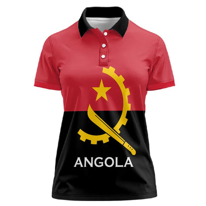 Angola Country Flag Stylized Women Polo Shirt