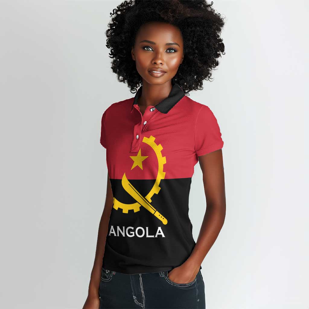 Angola Country Flag Stylized Women Polo Shirt