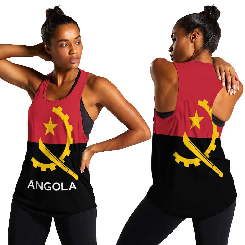 Angola Country Flag Stylized Women Racerback Tank
