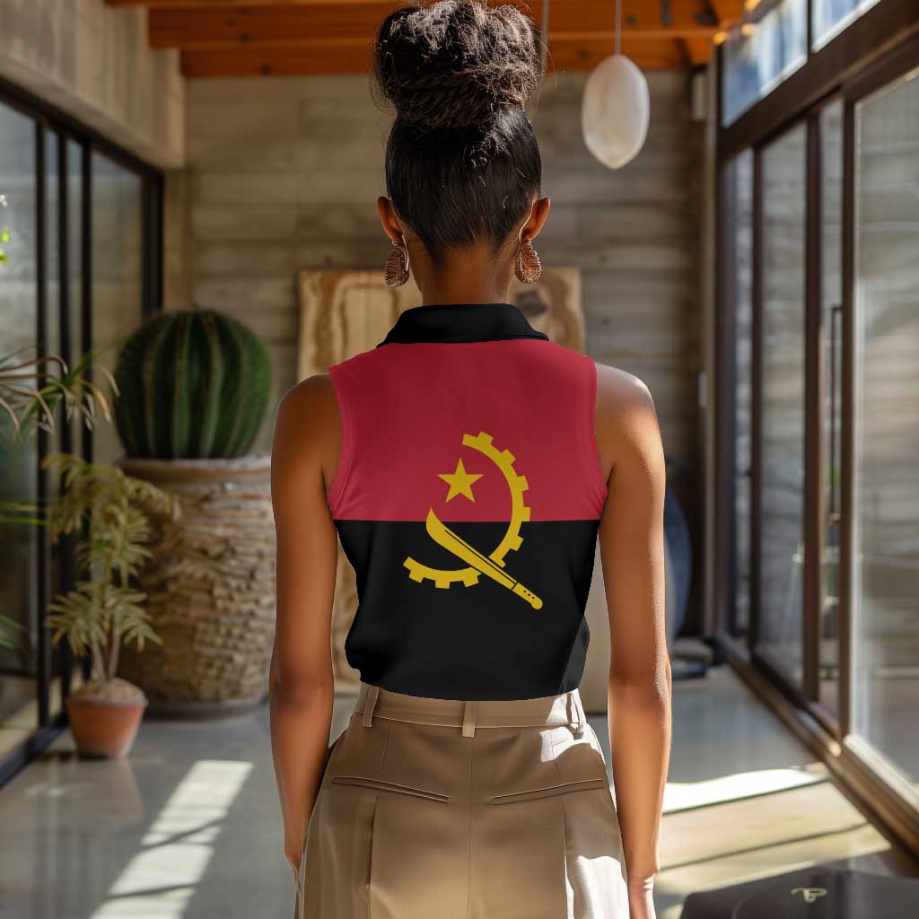 Angola Country Flag Stylized Women Sleeveless Polo Shirt