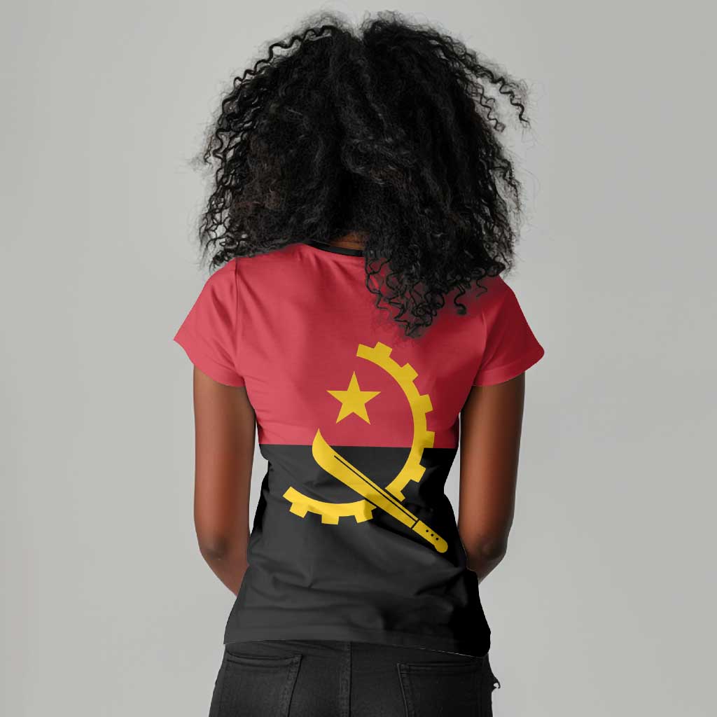 Angola Country Flag Stylized Women V-Neck T-Shirt