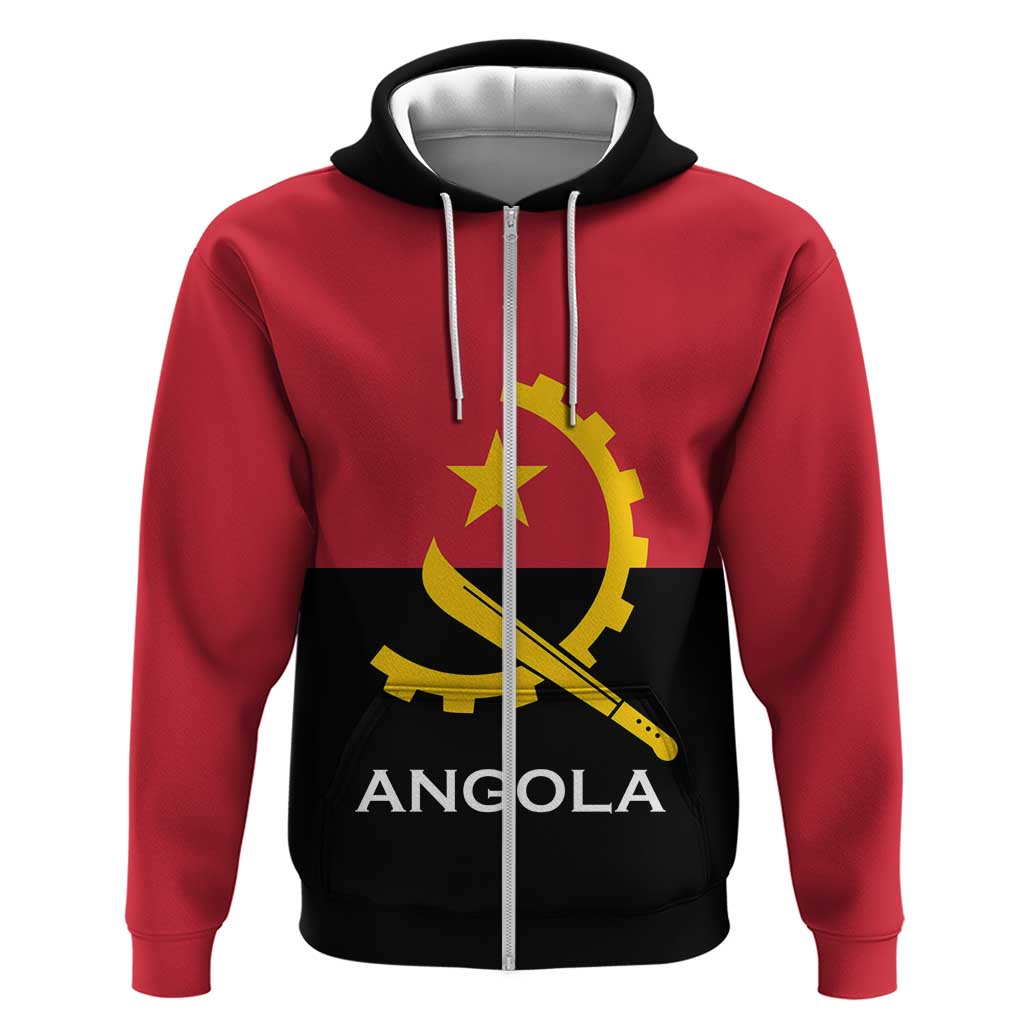 Angola Country Flag Stylized Zip Hoodie
