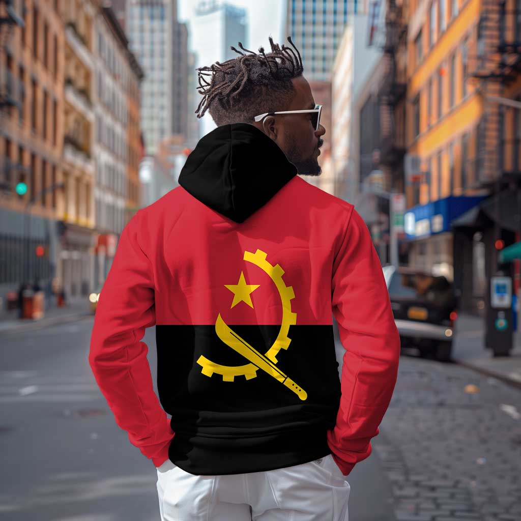Angola Country Flag Stylized Zip Hoodie