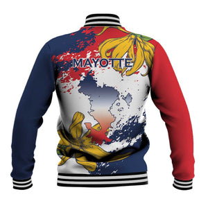 Département de Mayotte Baseball Jacket Ra Hachiri 976 Map With Ylang Ylang