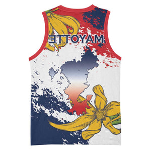 Département de Mayotte Basketball Jersey Ra Hachiri 976 Map With Ylang Ylang - African Pride