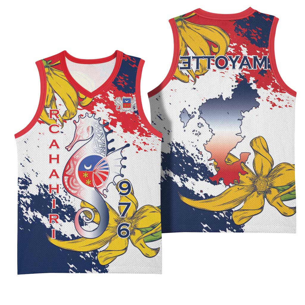 Département de Mayotte Basketball Jersey Ra Hachiri 976 Map With Ylang Ylang - African Pride