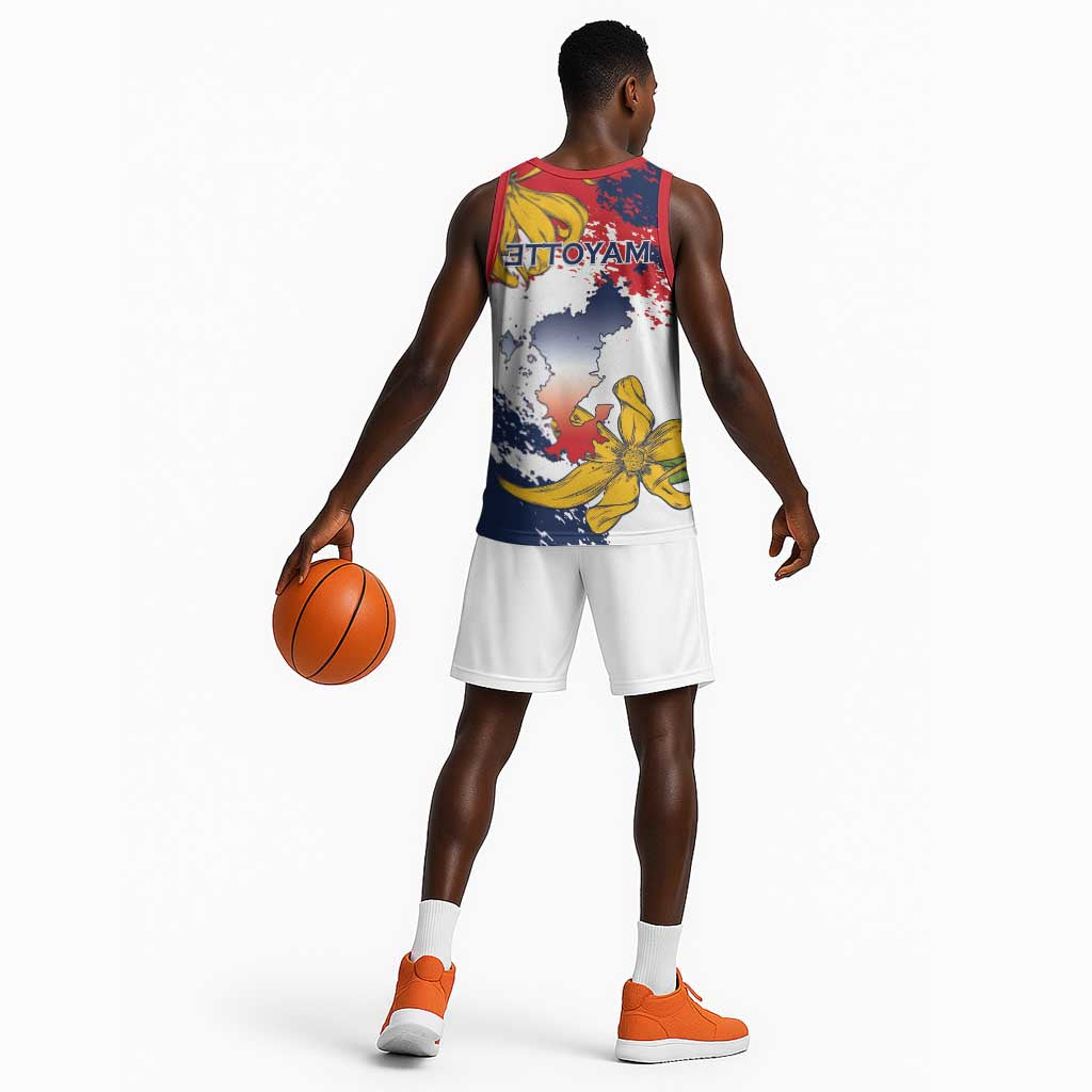 Département de Mayotte Basketball Jersey Ra Hachiri 976 Map With Ylang Ylang - African Pride