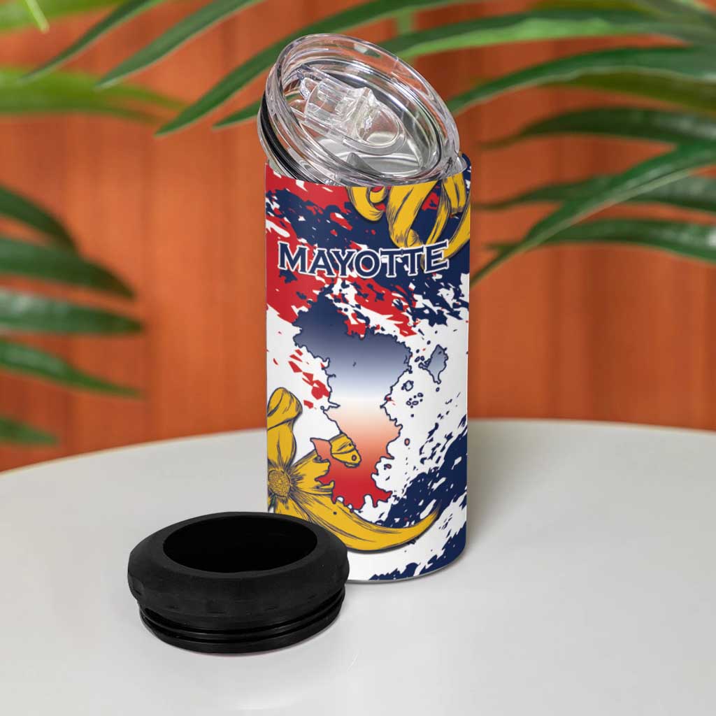 Département de Mayotte 4 in 1 Can Cooler Tumbler Ra Hachiri 976 Map With Ylang Ylang
