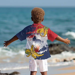 Département de Mayotte Kid Hawaiian Shirt Ra Hachiri 976 Map With Ylang Ylang