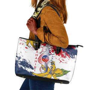 Département de Mayotte Leather Tote Bag Ra Hachiri 976 Map With Ylang Ylang
