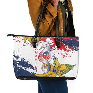Département de Mayotte Leather Tote Bag Ra Hachiri 976 Map With Ylang Ylang