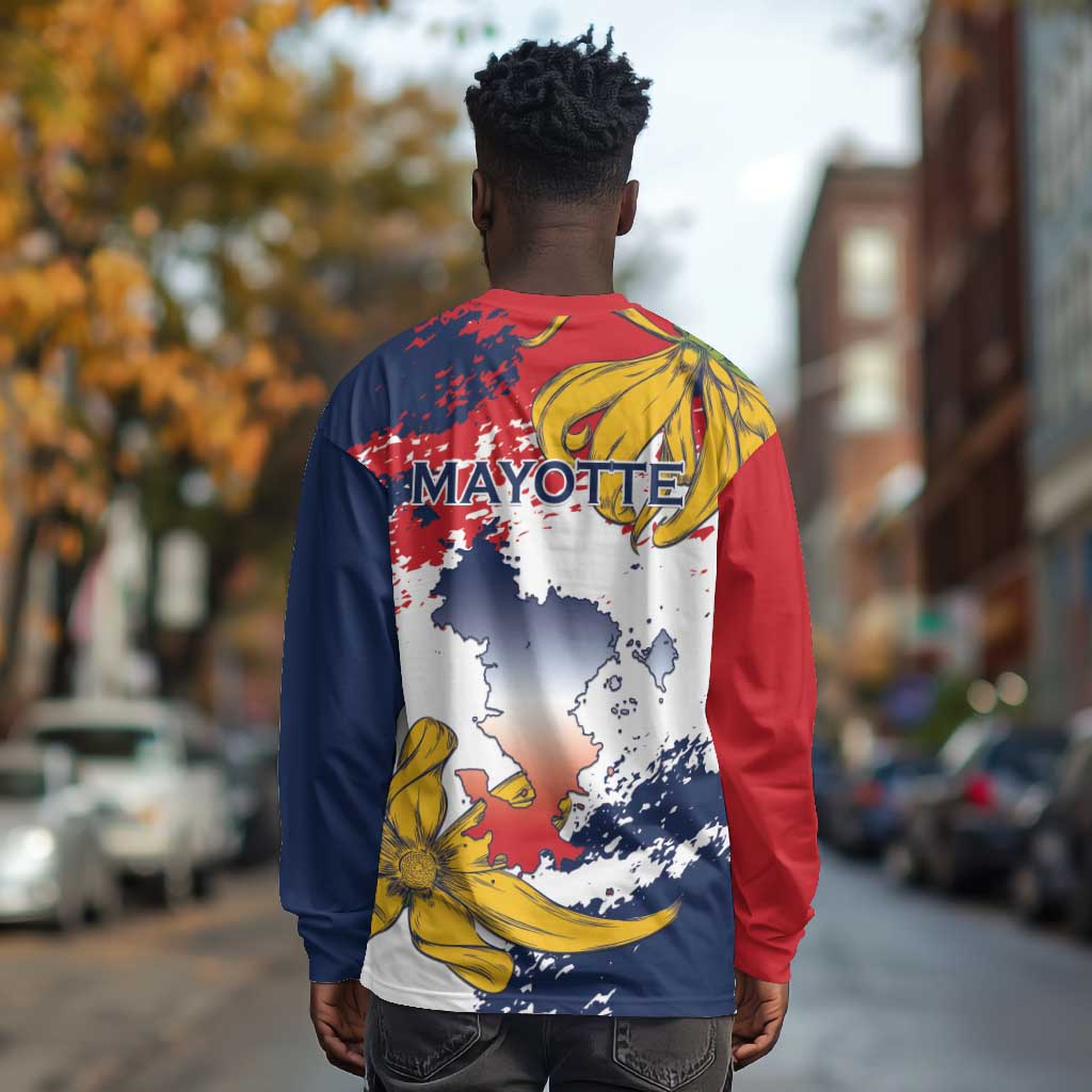 Département de Mayotte Long Sleeve Shirt Ra Hachiri 976 Map With Ylang Ylang