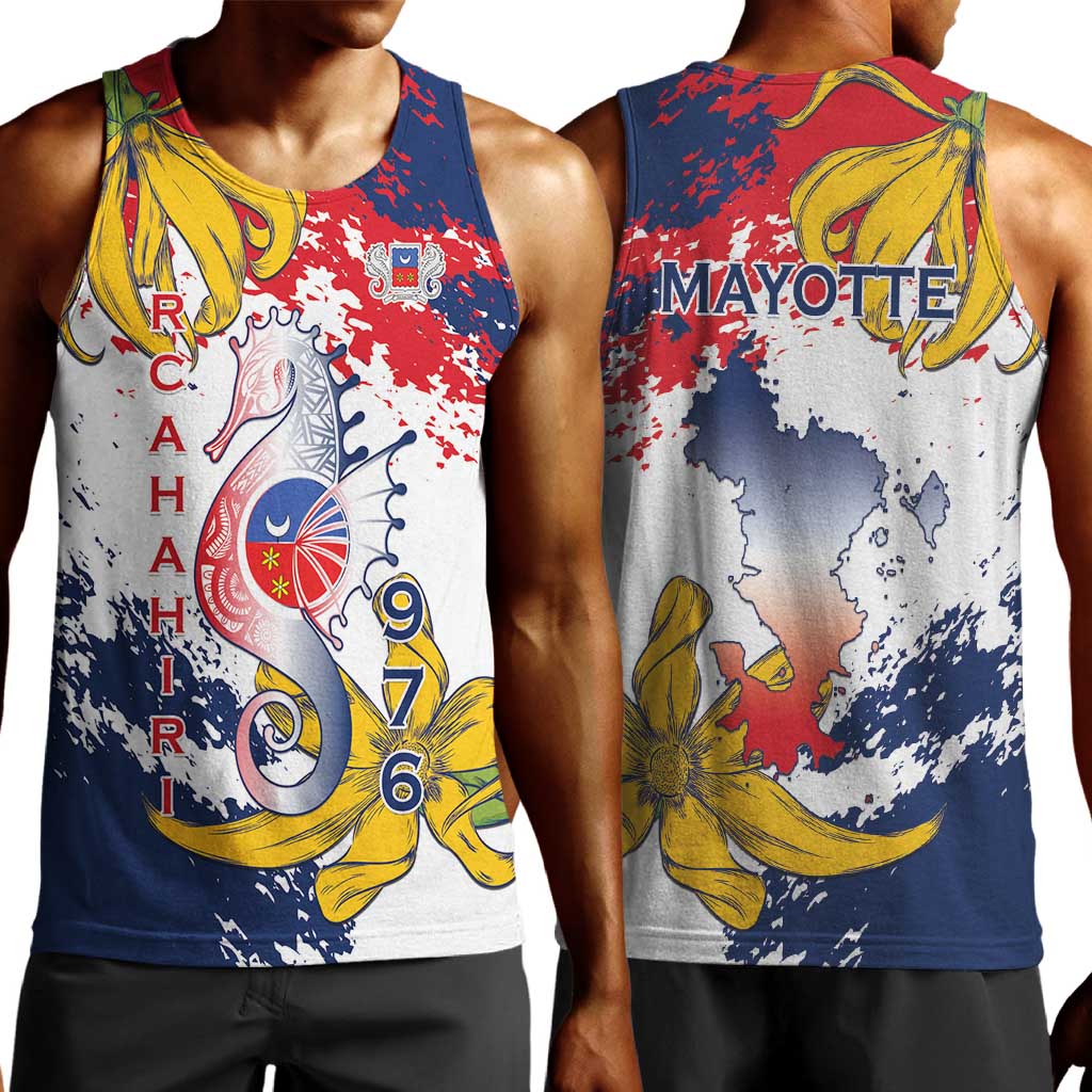 Département de Mayotte Men Tank Top Ra Hachiri 976 Map With Ylang Ylang