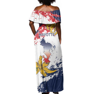 Département de Mayotte Off Shoulder Maxi Dress Ra Hachiri 976 Map With Ylang Ylang