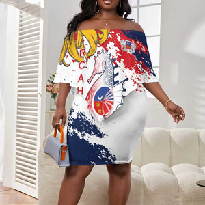 Département de Mayotte Off Shoulder Short Dress Ra Hachiri 976 Map With Ylang Ylang