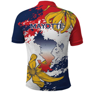 Département de Mayotte Polo Shirt Ra Hachiri 976 Map With Ylang Ylang