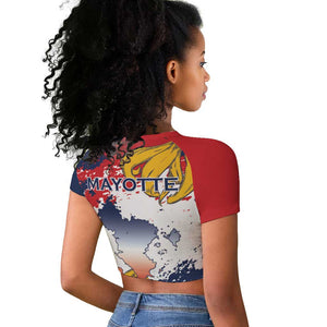 Département de Mayotte Raglan Cropped T shirt Ra Hachiri 976 Map With Ylang Ylang