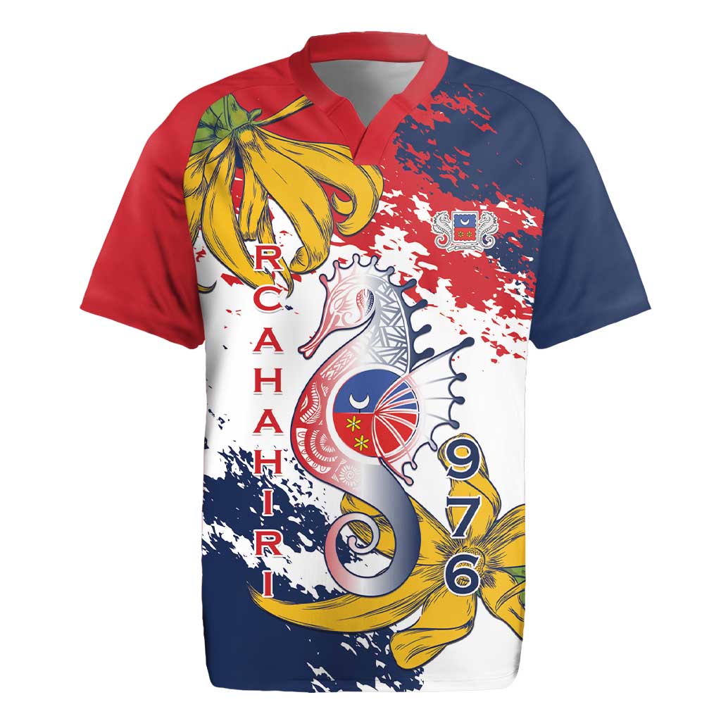 Département de Mayotte Rugby Jersey Ra Hachiri 976 Map With Ylang Ylang