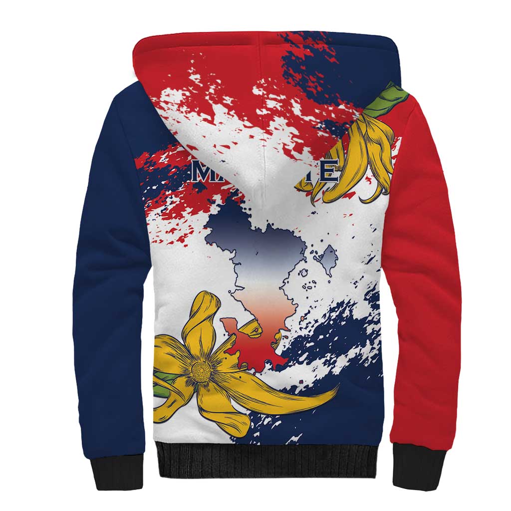 Département de Mayotte Sherpa Hoodie Ra Hachiri 976 Map With Ylang Ylang