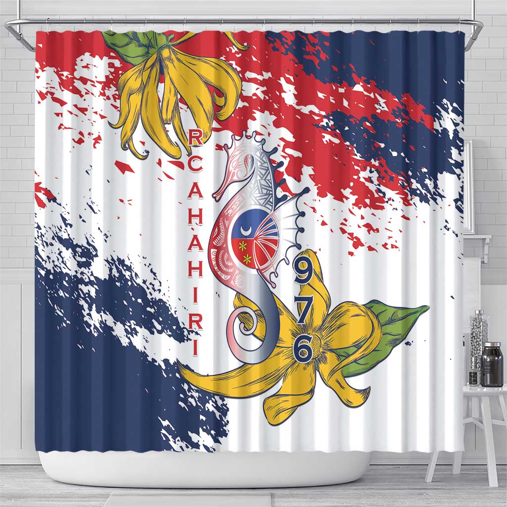Département de Mayotte Shower Curtain Ra Hachiri 976 Map With Ylang Ylang