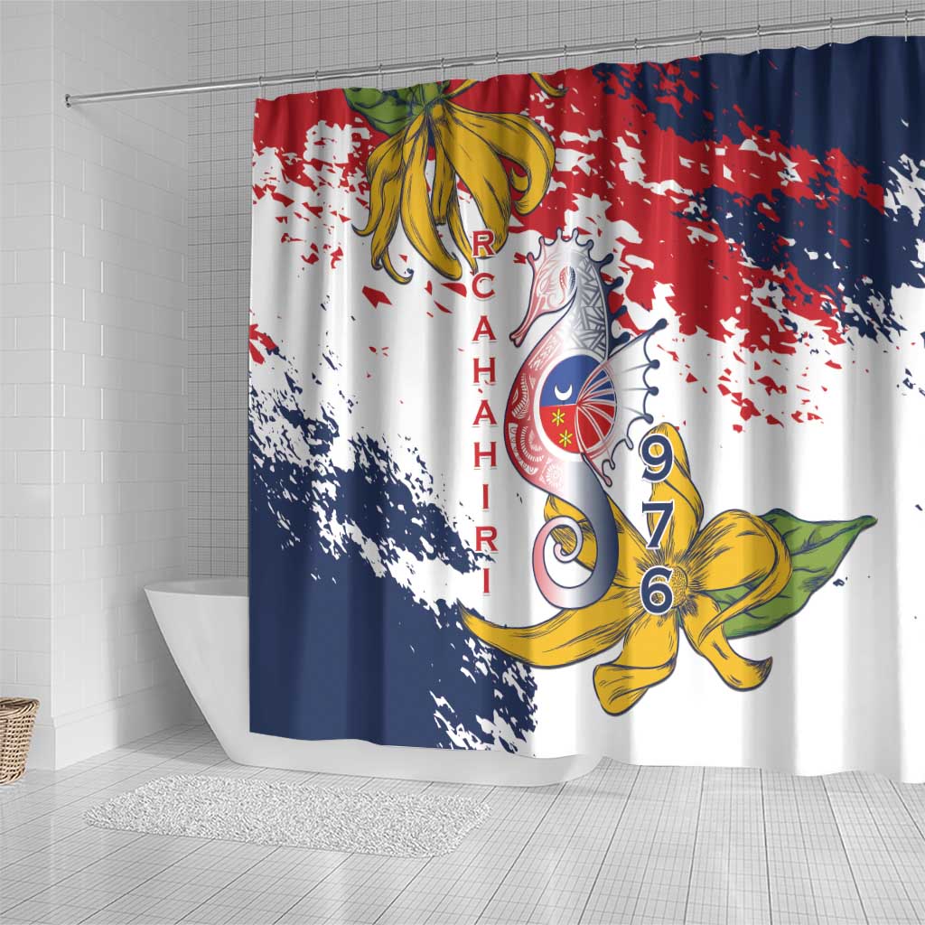 Département de Mayotte Shower Curtain Ra Hachiri 976 Map With Ylang Ylang