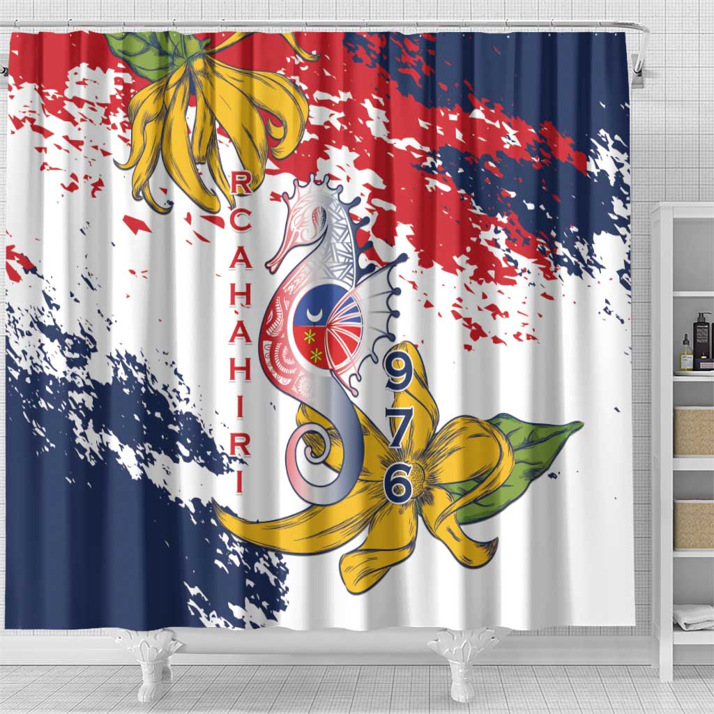 Département de Mayotte Shower Curtain Ra Hachiri 976 Map With Ylang Ylang