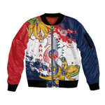 Département de Mayotte Sleeve Zip Bomber Jacket Ra Hachiri 976 Map With Ylang Ylang