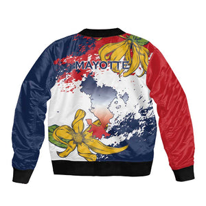 Département de Mayotte Sleeve Zip Bomber Jacket Ra Hachiri 976 Map With Ylang Ylang